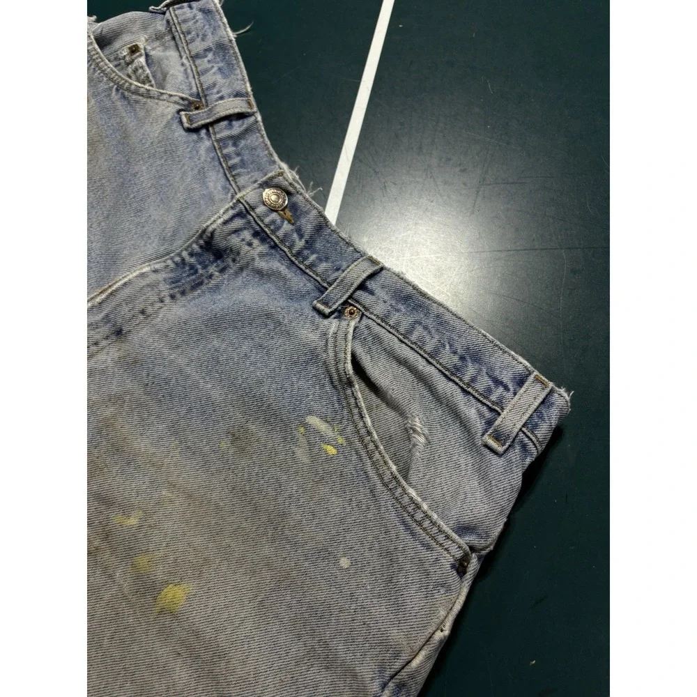 Vtg 90s Levi's 560 Orange Tab Jean Shorts Size 34‎ Distressed Cut Off Denim USA